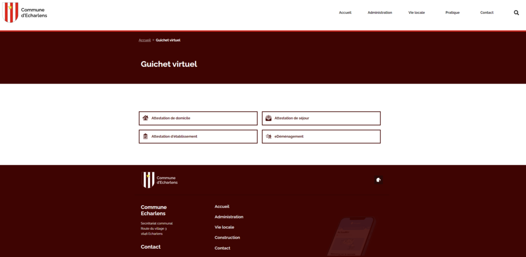Intégration guichet virtuel pour administration publique